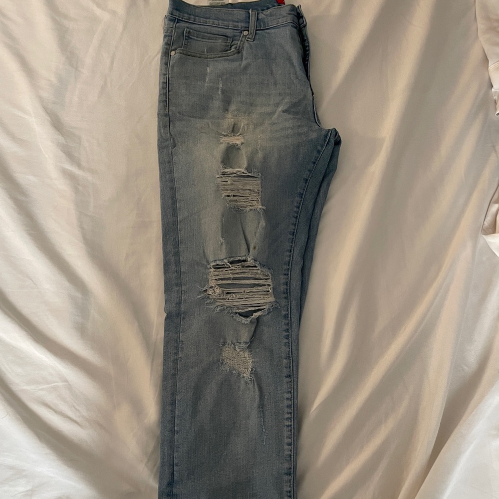 Guess Mens Slim Blue Distressed Jeans - Picture 3 of 4